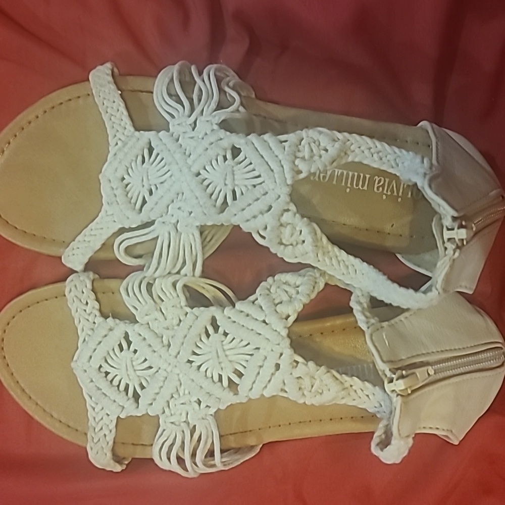 Mi Amore Cream Braided Sandals